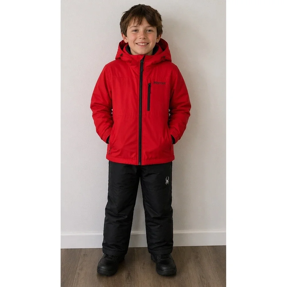 Marmot Snowline Insulated Jacket Kids XL Red Hooded Waterproof Coat M16356 Youth